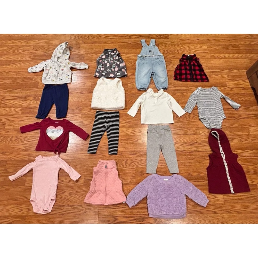 Girls 9 Month Old Clothing SET OF 15 Vests-Long Sleeve Shirts-Pants & More